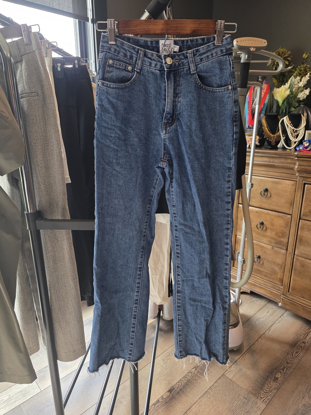 Princess Polly Straight Leg Jeans in Medium Blue Wash